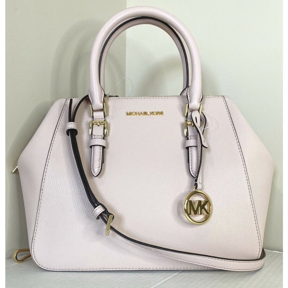 New Michael Kors Charlotte Large Satchel Leather Powder Blush
